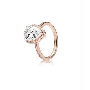 Radiant Teardrop Ring, Pandora rose